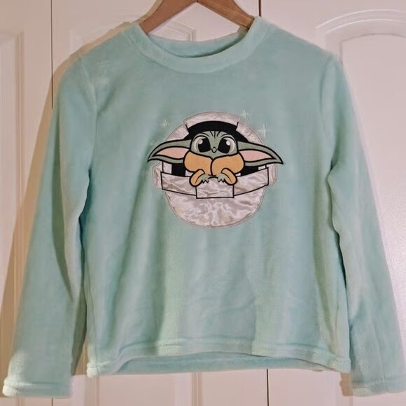 Disney Tops - Disney Women's Top Aqua Size M 100 Star Wars Cute Grogu Fleece PJ Super Soft